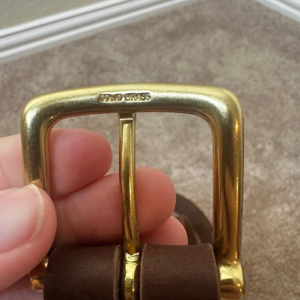 Flint and Tinder 36 Mens Leather Belt Brown Solid Brass Buckle Made in USA
